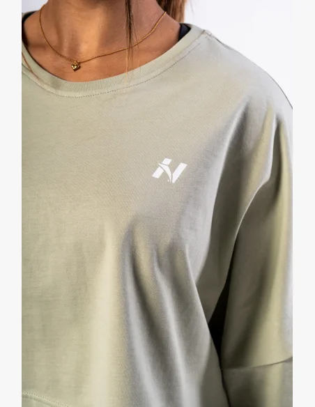 NEBBIA • NEBBIA T-shirt cropped oversize JUST FLOW verde chiaro • Nebshop.cz