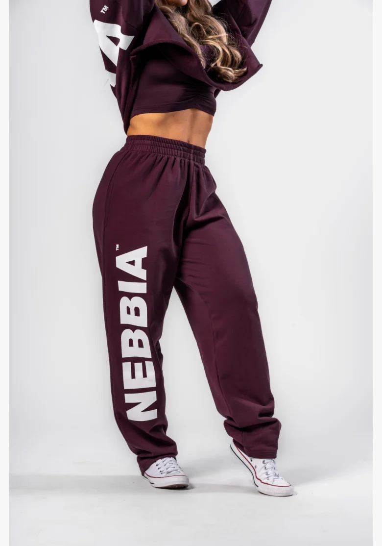 NEBBIA • NEBBIA Pantaloni baggy larghi BOYFRIEND STYLE bordeaux • Nebshop.it