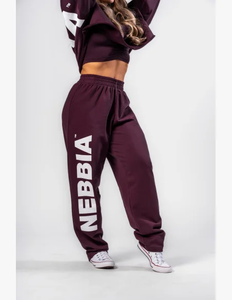 NEBBIA • NEBBIA Pantaloni baggy larghi BOYFRIEND STYLE bordeaux • Nebshop.it
