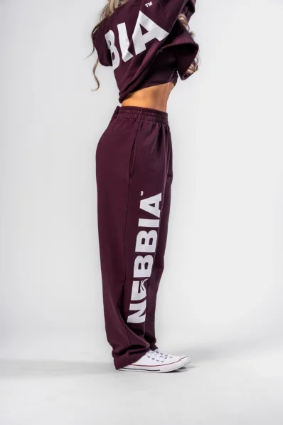 NEBBIA • NEBBIA Pantaloni baggy larghi BOYFRIEND STYLE bordeaux • Nebshop.it 2