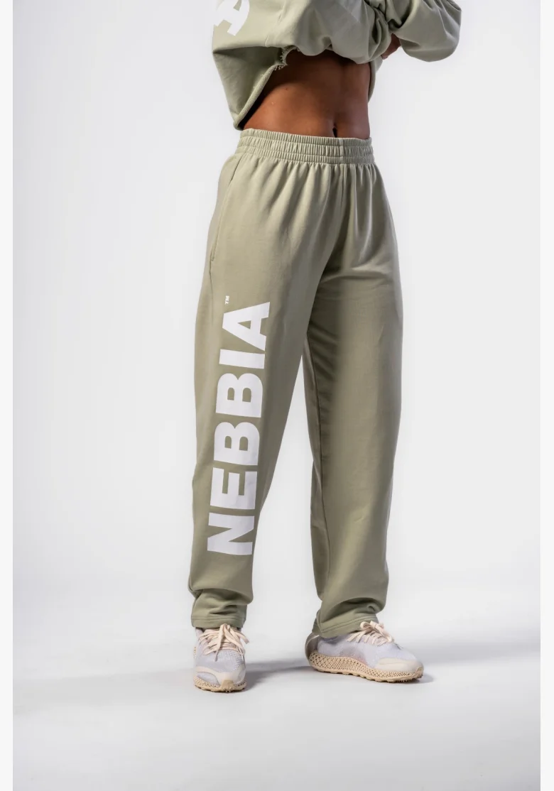 NEBBIA • NEBBIA Pantaloni baggy a gamba larga BOYFRIEND STYLE verde chiaro • Nebshop.cz