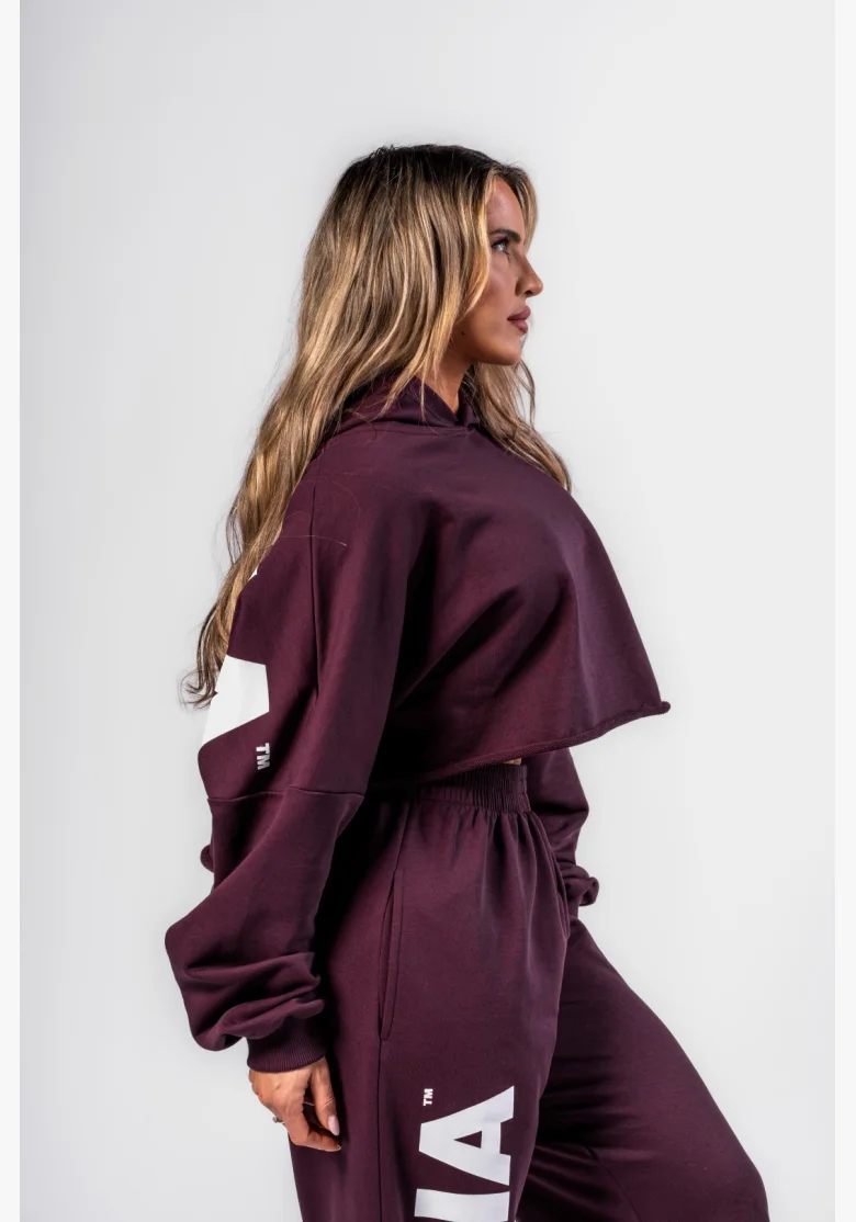 NEBBIA • NEBBIA Felpa oversize con cappuccio OWN YOUR POWER bordeaux • Nebshop.cz