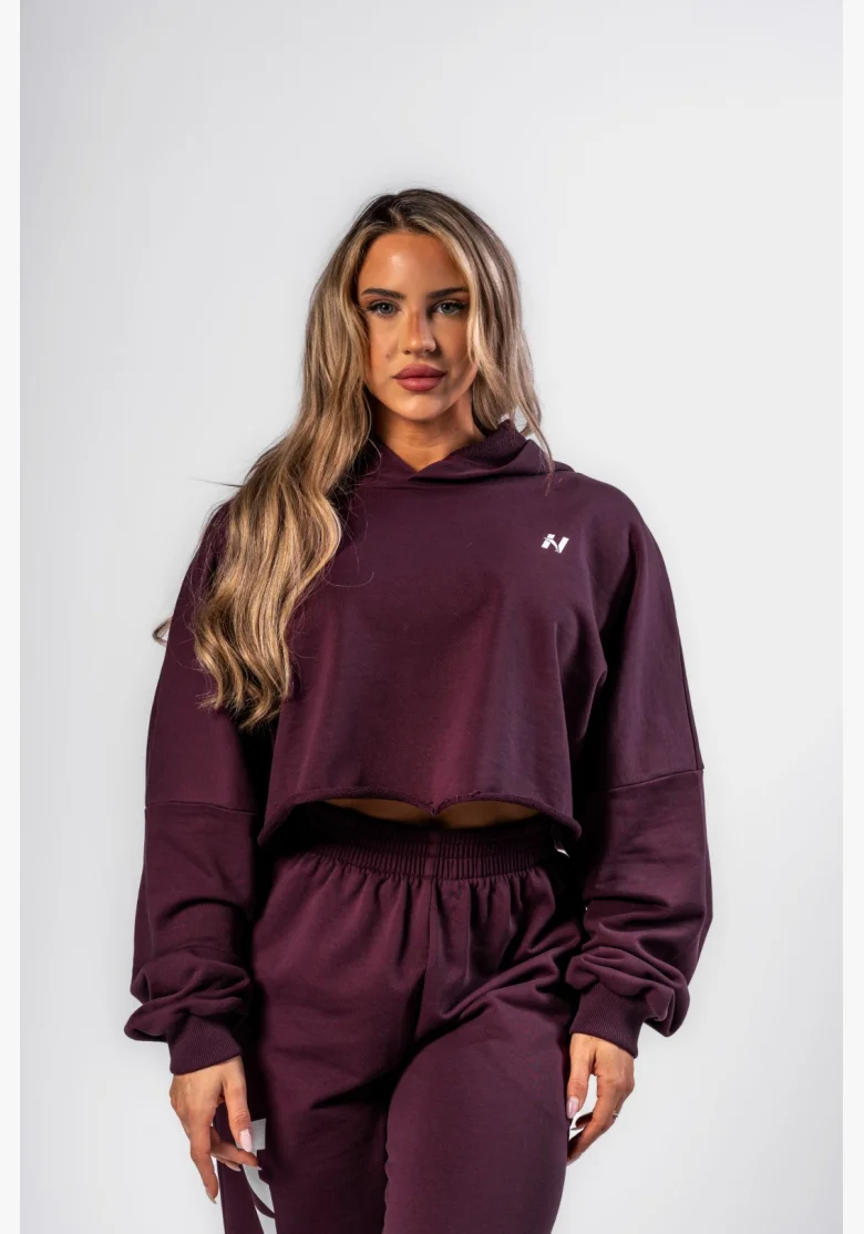NEBBIA • NEBBIA Felpa oversize con cappuccio OWN YOUR POWER bordeaux • Nebshop.cz