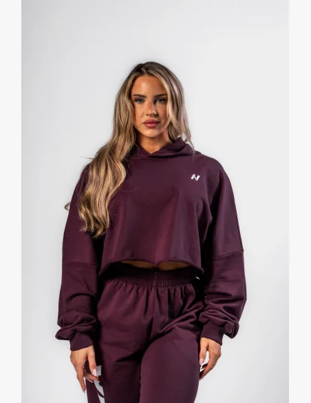 NEBBIA • NEBBIA Felpa oversize con cappuccio OWN YOUR POWER bordeaux • Nebshop.cz