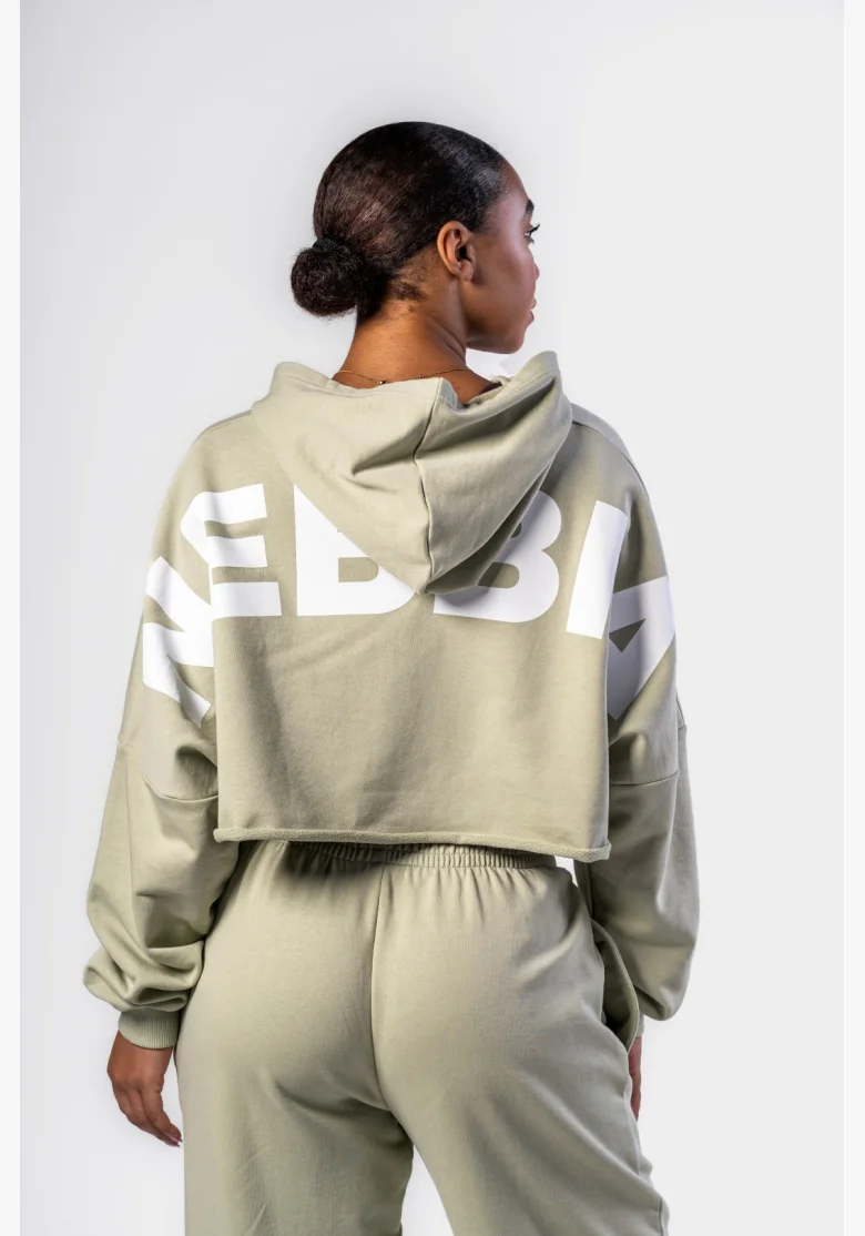 NEBBIA • NEBBIA Felpa oversize con cappuccio OWN YOUR POWER verde chiaro • Nebshop.cz