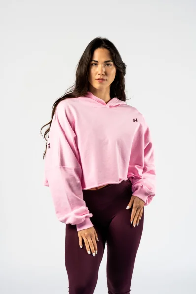 NEBBIA • NEBBIA Felpa over-size con cappuccio OWN YOUR POWER rosa • Nebshop.it