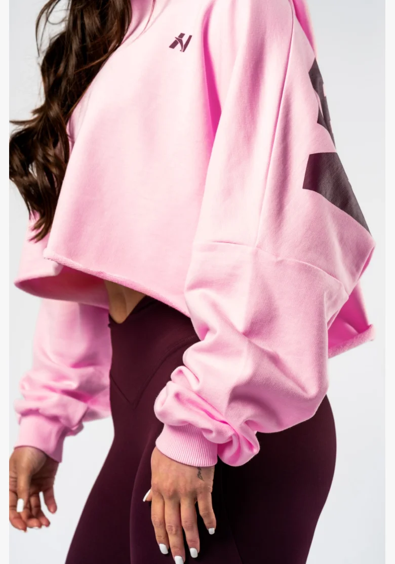 NEBBIA • NEBBIA Felpa over-size con cappuccio OWN YOUR POWER rosa • Nebshop.it