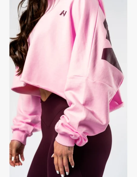 NEBBIA • NEBBIA Felpa over-size con cappuccio OWN YOUR POWER rosa • Nebshop.it