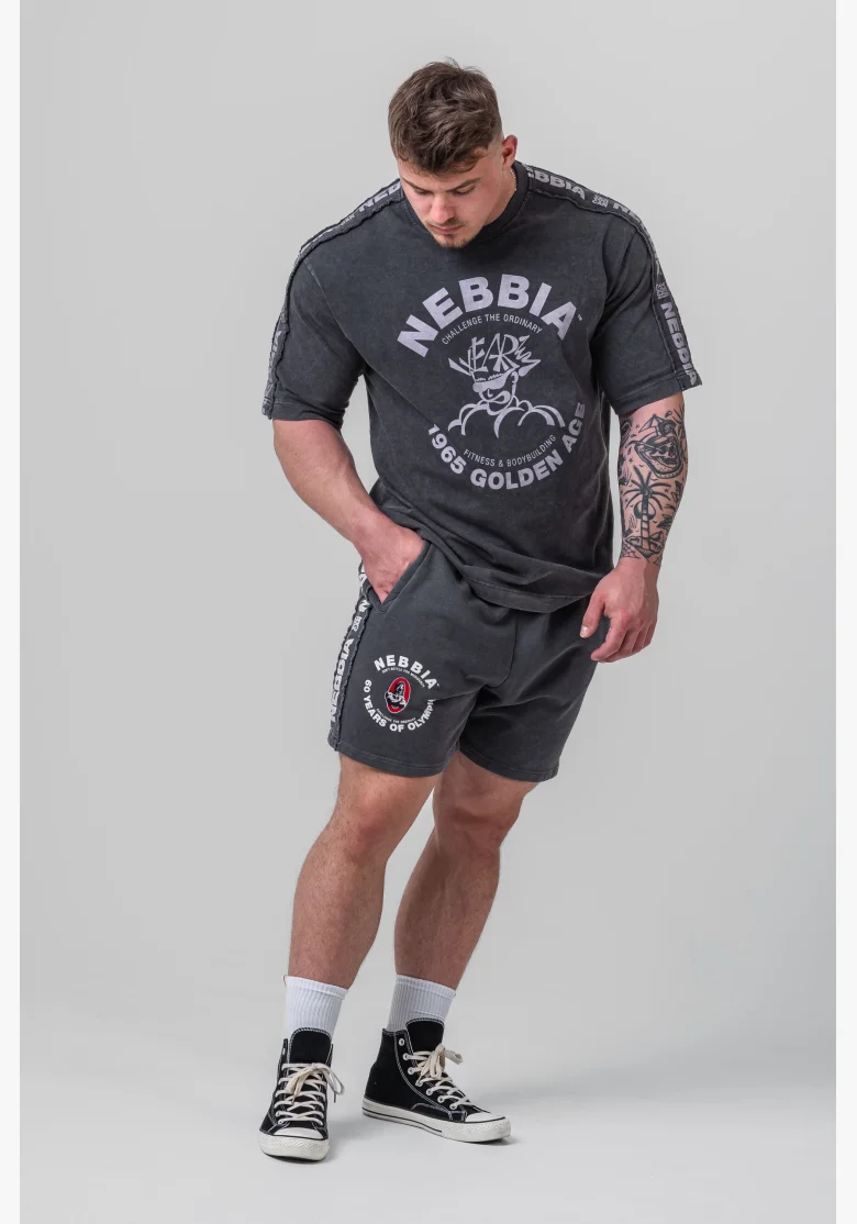 NEBBIA • NEBBIA Pantaloni corti felpati LEGEND neri • NebShop