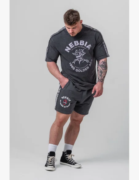 NEBBIA • NEBBIA Pantaloni corti felpati LEGEND neri • NebShop