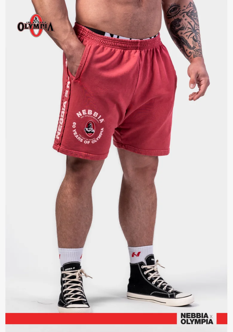 NEBBIA • NEBBIA Pantaloni corti felpati LEGEND rossi • NebShop