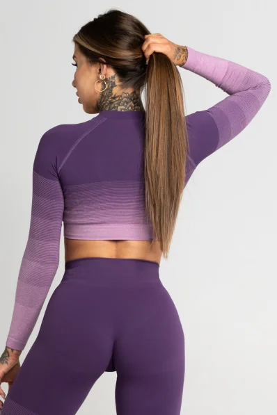 GYM GLAMOUR • Gym Glamour Crop-Top a maniche lunghe Violet Ombre • NebShop 2
