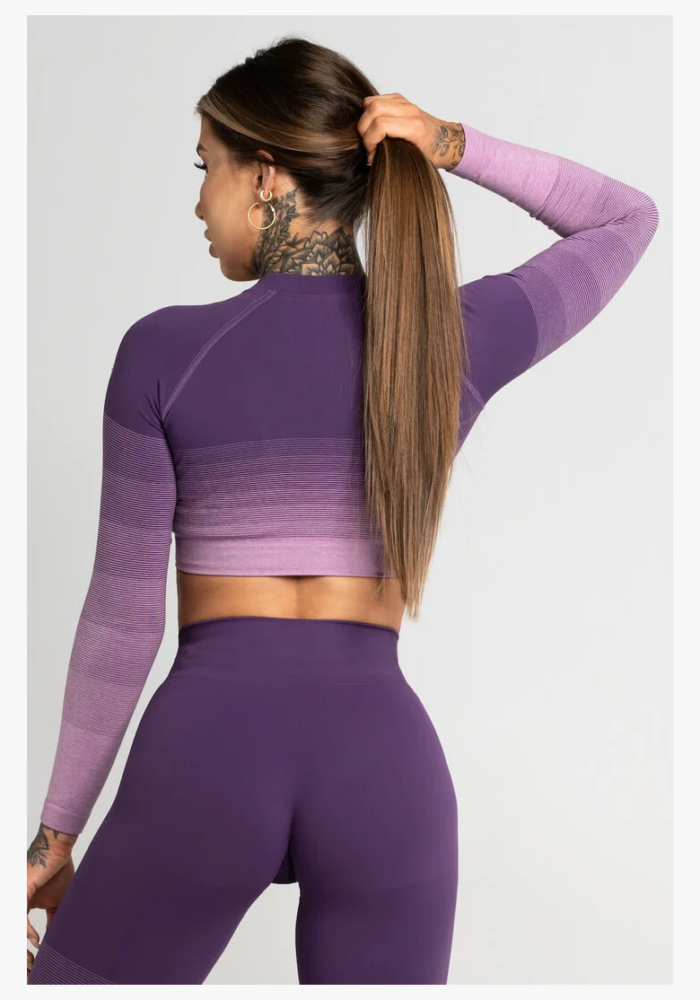 GYM GLAMOUR • Gym Glamour Crop-Top a maniche lunghe Violet Ombre • NebShop