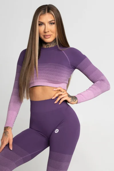 GYM GLAMOUR • Gym Glamour Crop-Top a maniche lunghe Violet Ombre • NebShop