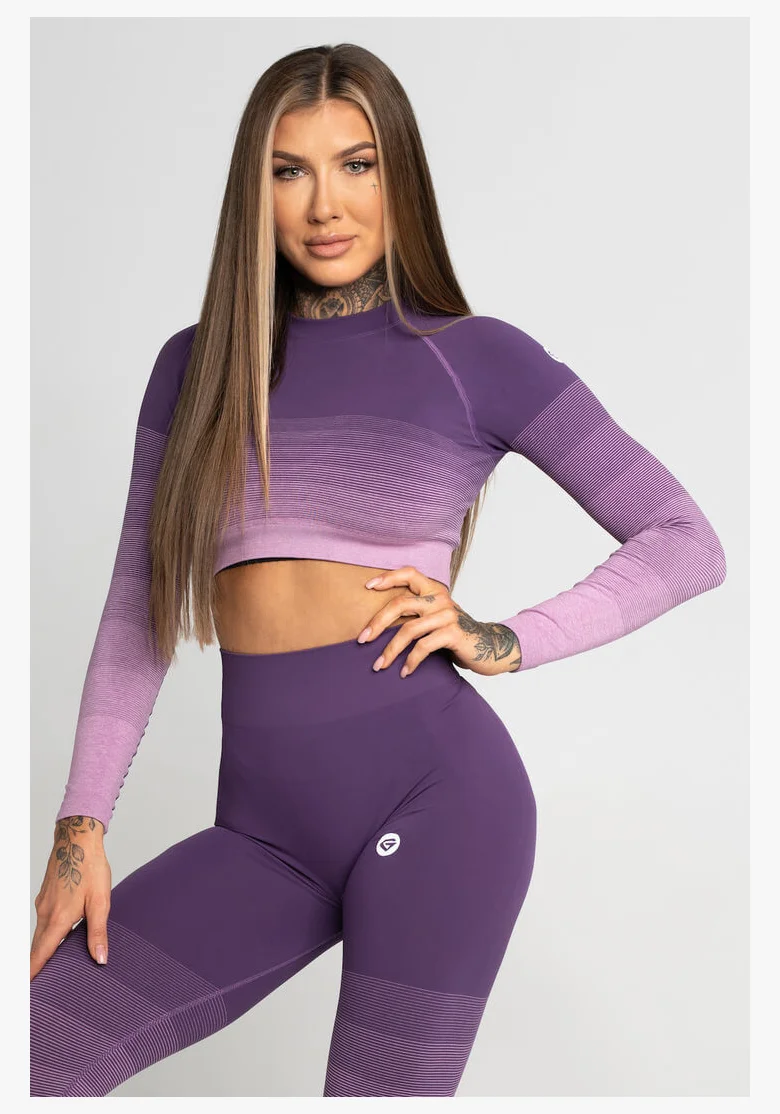GYM GLAMOUR • Gym Glamour Crop-Top a maniche lunghe Violet Ombre • NebShop