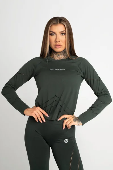 GYM GLAMOUR • Gym Glamour Top con maniche lunghe Deep Forest • NebShop