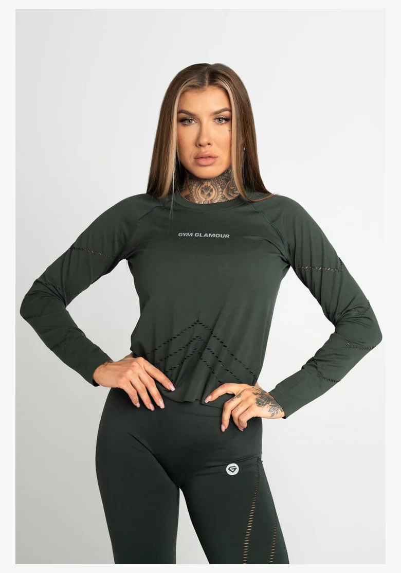 GYM GLAMOUR • Gym Glamour Top con maniche lunghe Deep Forest • NebShop