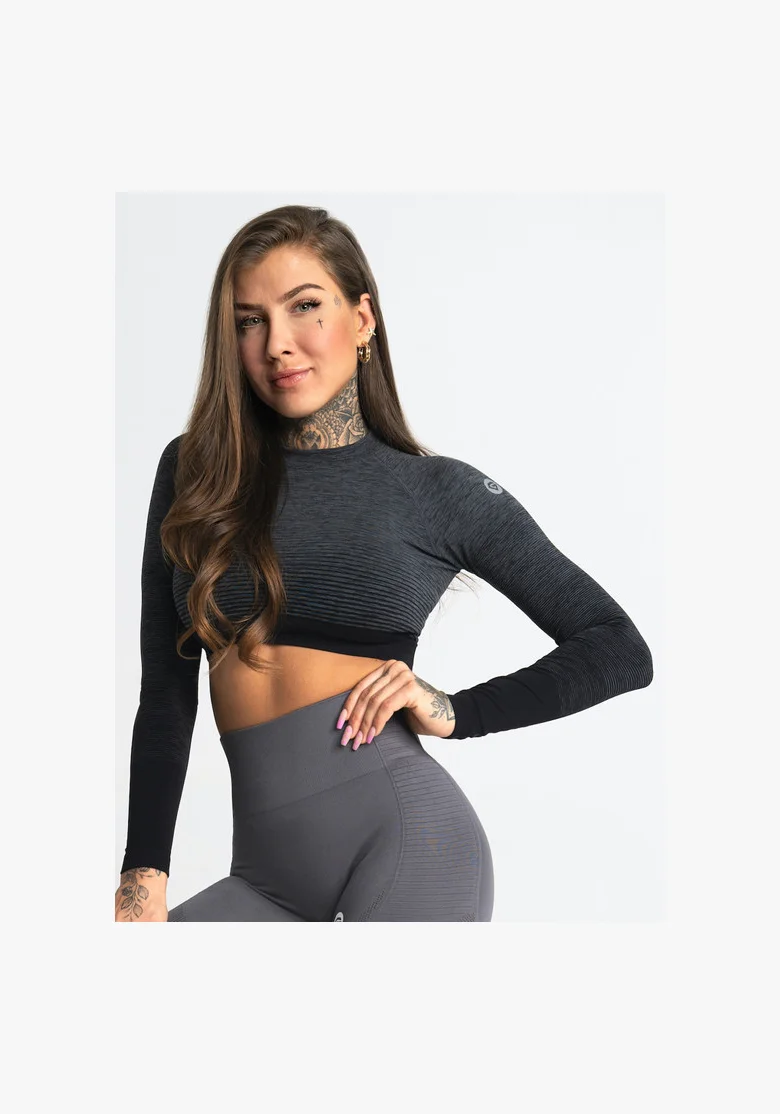 GYM GLAMOUR • Gym Glamour Crop-Top a maniche lunghe Grigio • NebShop