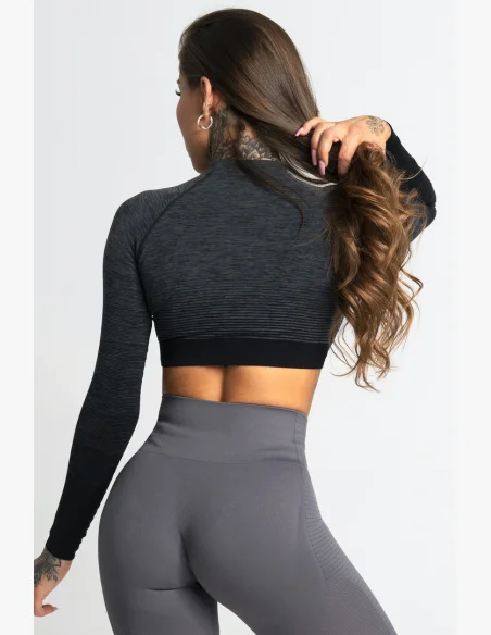 GYM GLAMOUR • Gym Glamour Crop-Top a maniche lunghe Grigio • NebShop