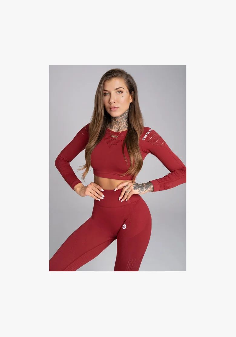 GYM GLAMOUR • Gym Glamour Crop top a maniche lunghe Bordo • NebShop