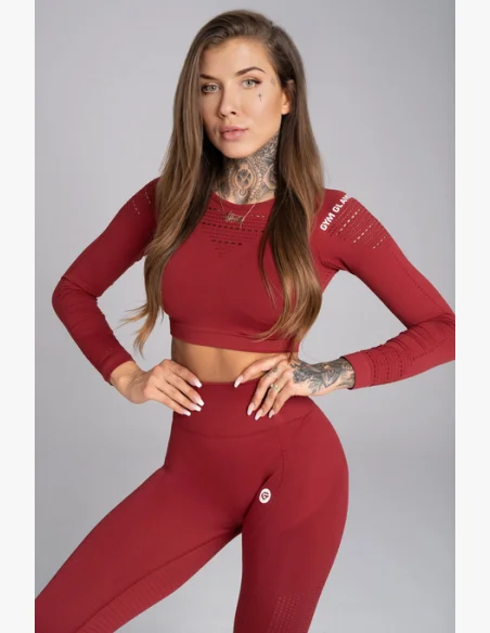 GYM GLAMOUR • Gym Glamour Crop top a maniche lunghe Bordo • NebShop