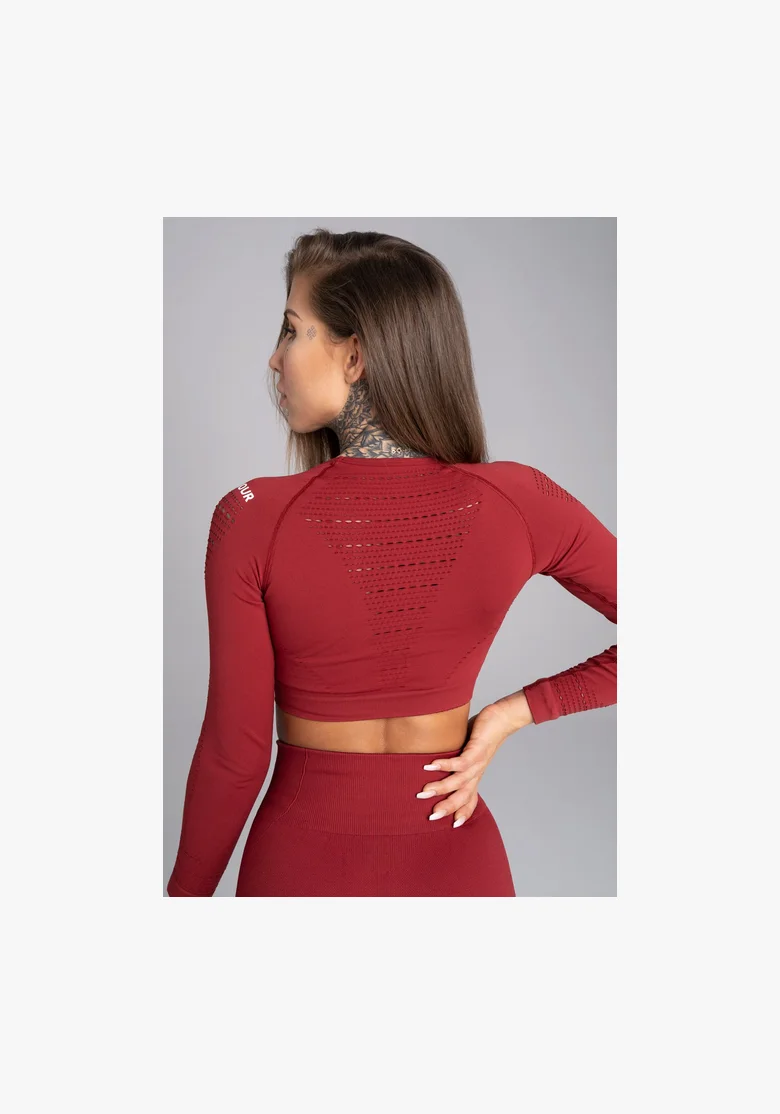 GYM GLAMOUR • Gym Glamour Crop top a maniche lunghe Bordo • NebShop