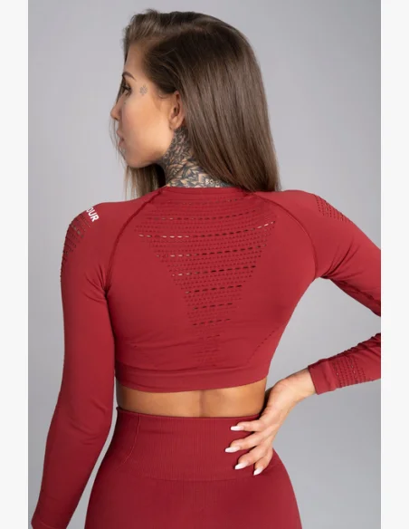 GYM GLAMOUR • Gym Glamour Crop top a maniche lunghe Bordo • NebShop