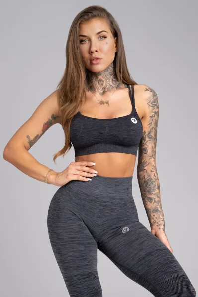 GYM GLAMOUR • Reggiseno Fitness Gym Glamour Seamless Grigio Melange • NebShop