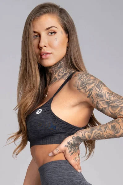 GYM GLAMOUR • Reggiseno Fitness Gym Glamour Seamless Grigio Melange • NebShop 2