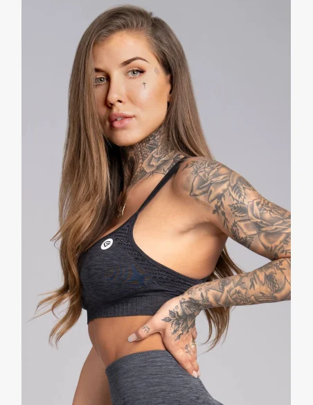 GYM GLAMOUR • Reggiseno Fitness Gym Glamour Seamless Grigio Melange • NebShop