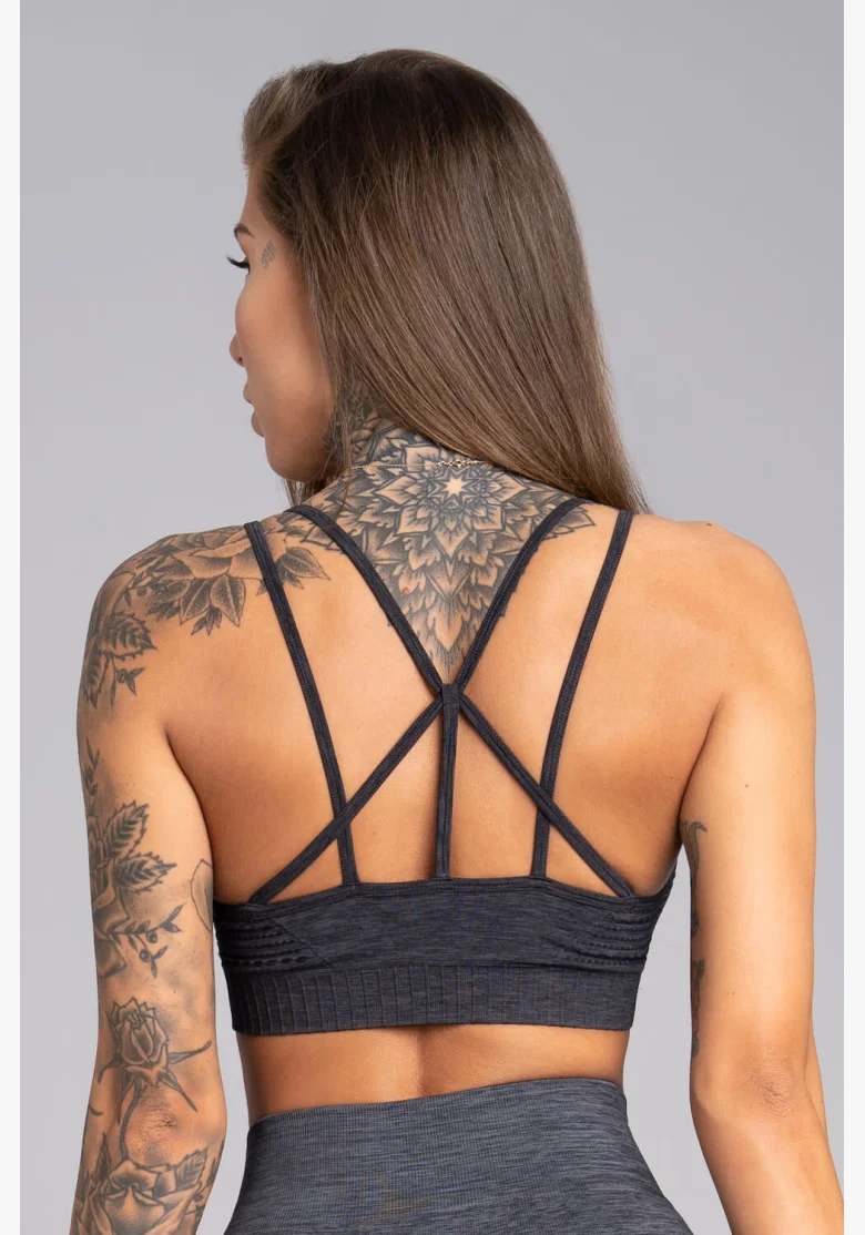 GYM GLAMOUR • Reggiseno Fitness Gym Glamour Seamless Grigio Melange • NebShop