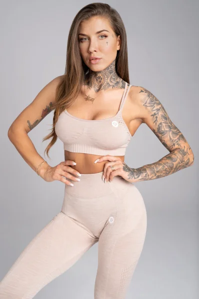 GYM GLAMOUR • Gym Glamour Fitness bra Seamless Beige Melange • NebShop