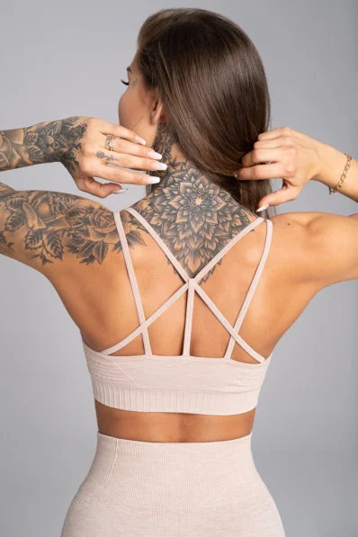 GYM GLAMOUR • Gym Glamour Fitness bra Seamless Beige Melange • NebShop 2