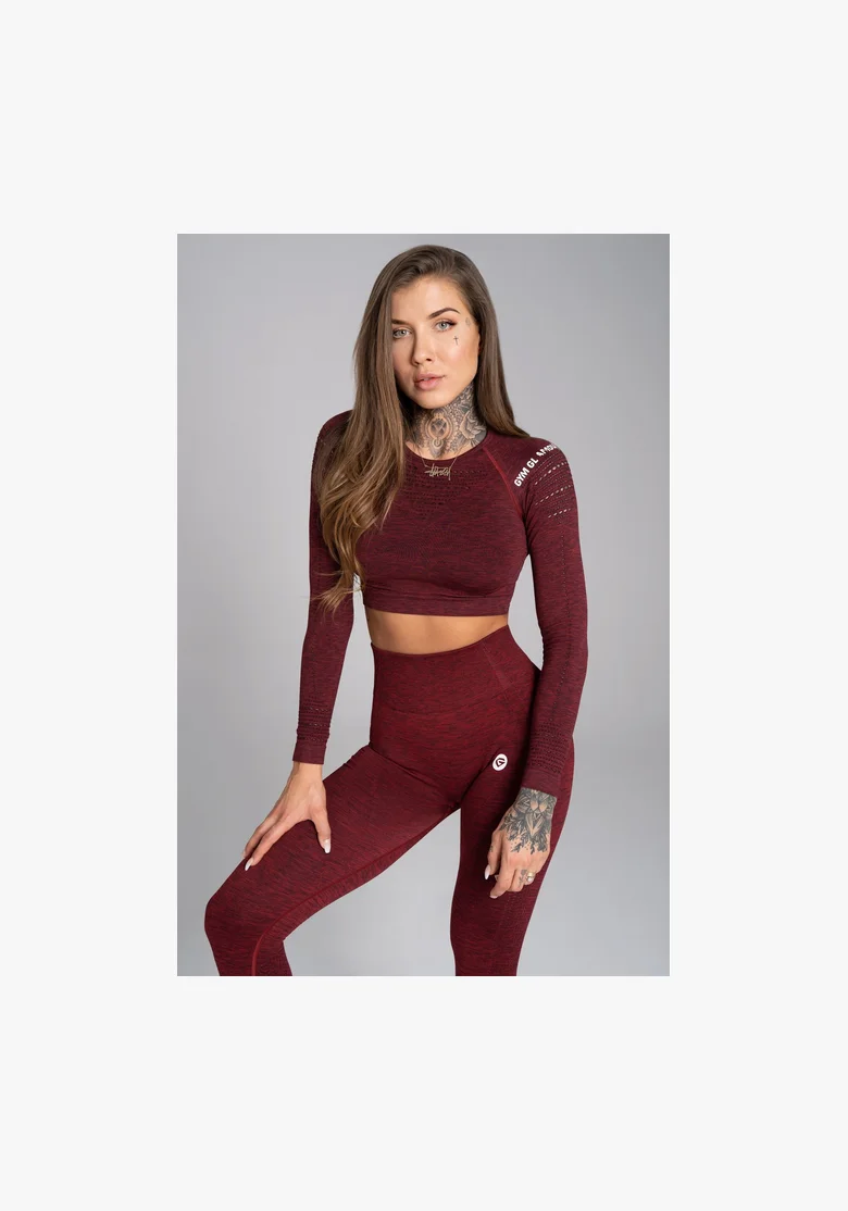 GYM GLAMOUR • Gym Glamour Crop top con maniche lunghe Bordo Melange • NebShop