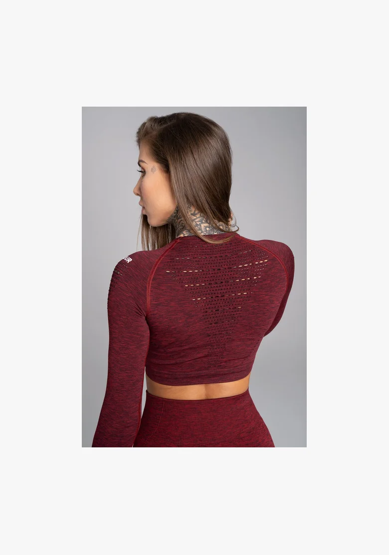 GYM GLAMOUR • Gym Glamour Crop top con maniche lunghe Bordo Melange • NebShop