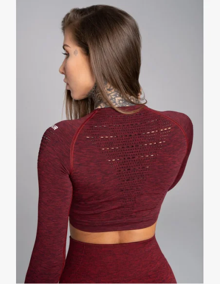 GYM GLAMOUR • Gym Glamour Crop top con maniche lunghe Bordo Melange • NebShop