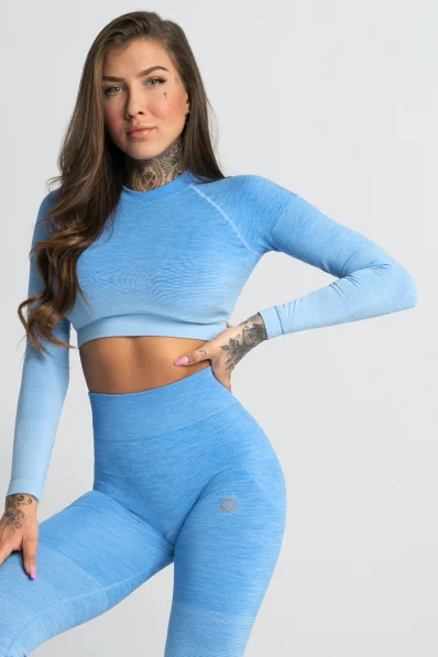 GYM GLAMOUR • Gym Glamour Crop-Top a maniche lunghe Blue • NebShop