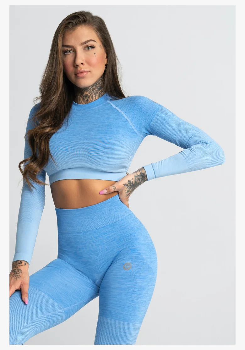 GYM GLAMOUR • Gym Glamour Crop-Top a maniche lunghe Blue • NebShop