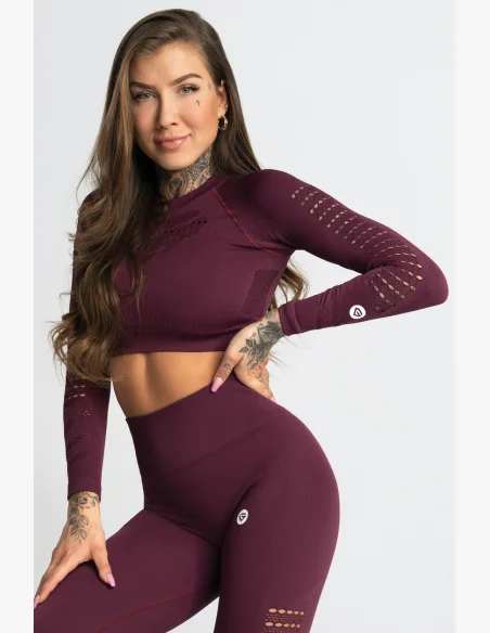 GYM GLAMOUR • Gym Glamour Crop top a maniche lunghe Dark Berry • NebShop