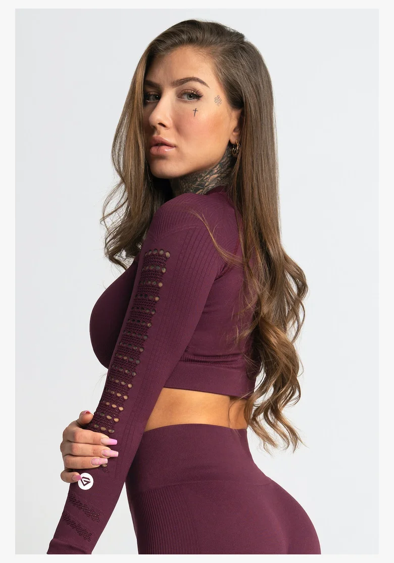 GYM GLAMOUR • Gym Glamour Crop top a maniche lunghe Dark Berry • NebShop