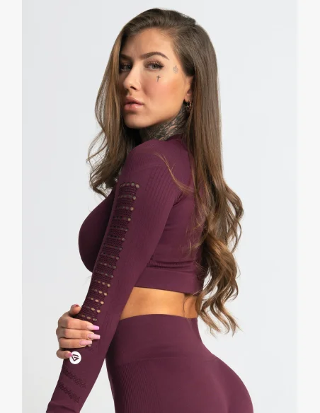 GYM GLAMOUR • Gym Glamour Crop top a maniche lunghe Dark Berry • NebShop