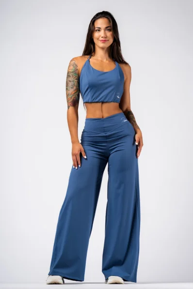NEBBIA Deni x NEBBIA Flared pantaloni a vita alta blu