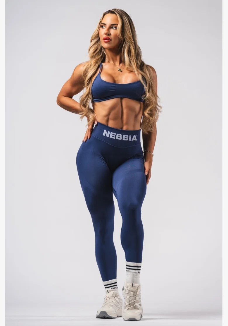 NEBBIA Leggings seamless extra push-up con alta vita Flow Seamless blu