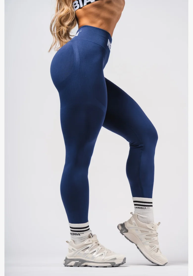 NEBBIA Leggings seamless extra push-up con alta vita Flow Seamless blu
