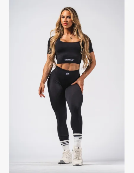 NEBBIA Leggings push-up senza cuciture modellanti FLOW SEAMLESS neri