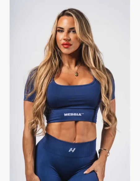 NEBBIA Top crop modellante senza cuciture FLOW SEAMLESS blu