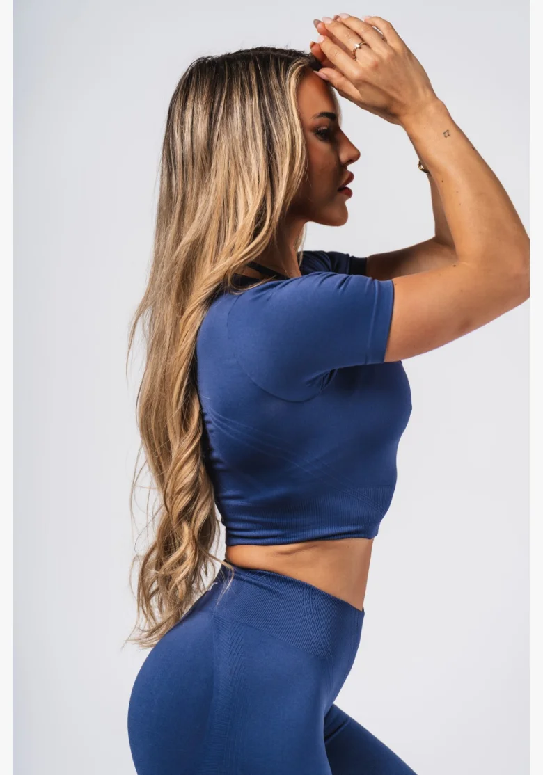 NEBBIA Top crop modellante senza cuciture FLOW SEAMLESS blu