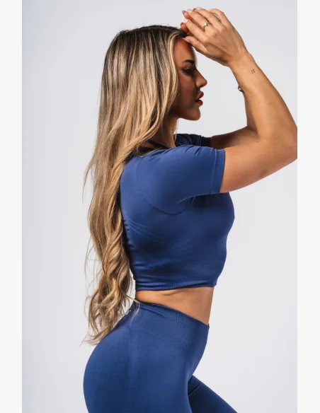 NEBBIA Top crop modellante senza cuciture FLOW SEAMLESS blu