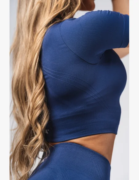 NEBBIA Top crop modellante senza cuciture FLOW SEAMLESS blu