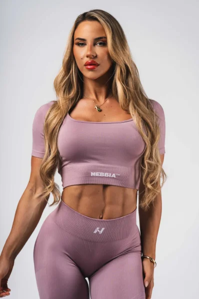 NEBBIA Top crop modellante senza cuciture FLOW SEAMLESS rosa 2